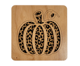 Pumpkin Pattern Wood/Cork Coasters, Set of 4