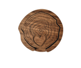 Personalized "Love Me Knot" Wood Coasters with Holder, Set of 4
