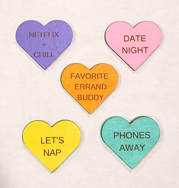 Love Language Conversation Heart Magnets, Set of 5