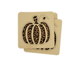Pumpkin Pattern Wood/Cork Coasters, Set of 4