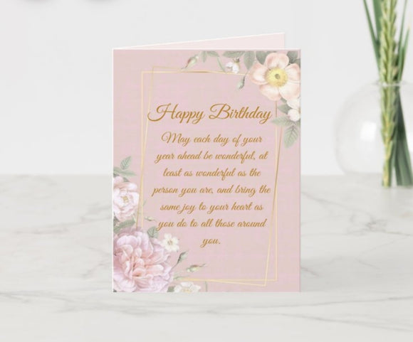 Floral Pink Birthday Card